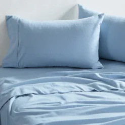 Light Blue Cotton Flannelette Sheet Set