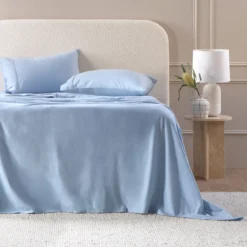 Light Blue Cotton Flannelette Sheet Set