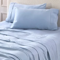 Light Blue Cotton Flannelette Sheet Set