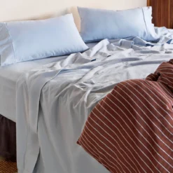 Light Blue Cotton Flannelette Sheet Set