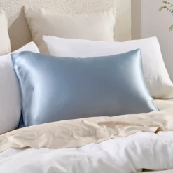 Light Blue Mulberry Silk Plain Pillowcase