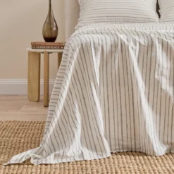 Linen Cotton Stripe Flat Sheet