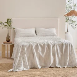 Linen Cotton Stripe Flat Sheet