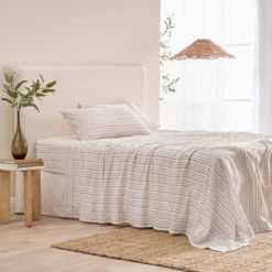 Linen Cotton Stripe Flat Sheet