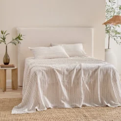 Linen Cotton Stripe Flat Sheet