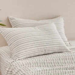Linen Cotton Stripe Standard Pillowcase Pair