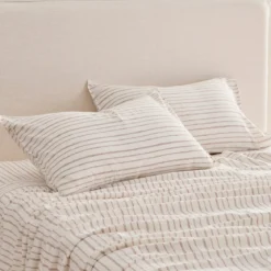 Linen Cotton Stripe Standard Pillowcase Pair