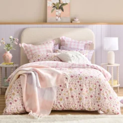 Lisette Reversible Floral/Check Quilt Cover Set