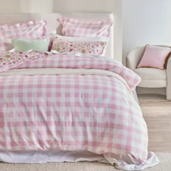 Lisette Reversible Floral/Check Quilt Cover Set