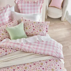 Lisette Reversible Floral/Check Quilt Cover Set