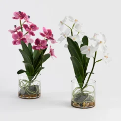 Lola Pink Artificial Vanda Orchid in Vase