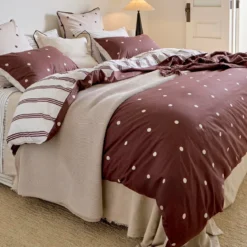 Louella Chocolate Polka Dot Quilt Cover Set