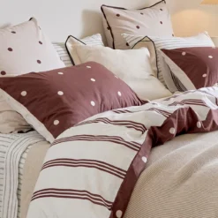 Louella Chocolate Polka Dot Quilt Cover Set