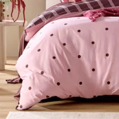 Louella Pink/Chocolate Polka Dot Quilt Cover Set