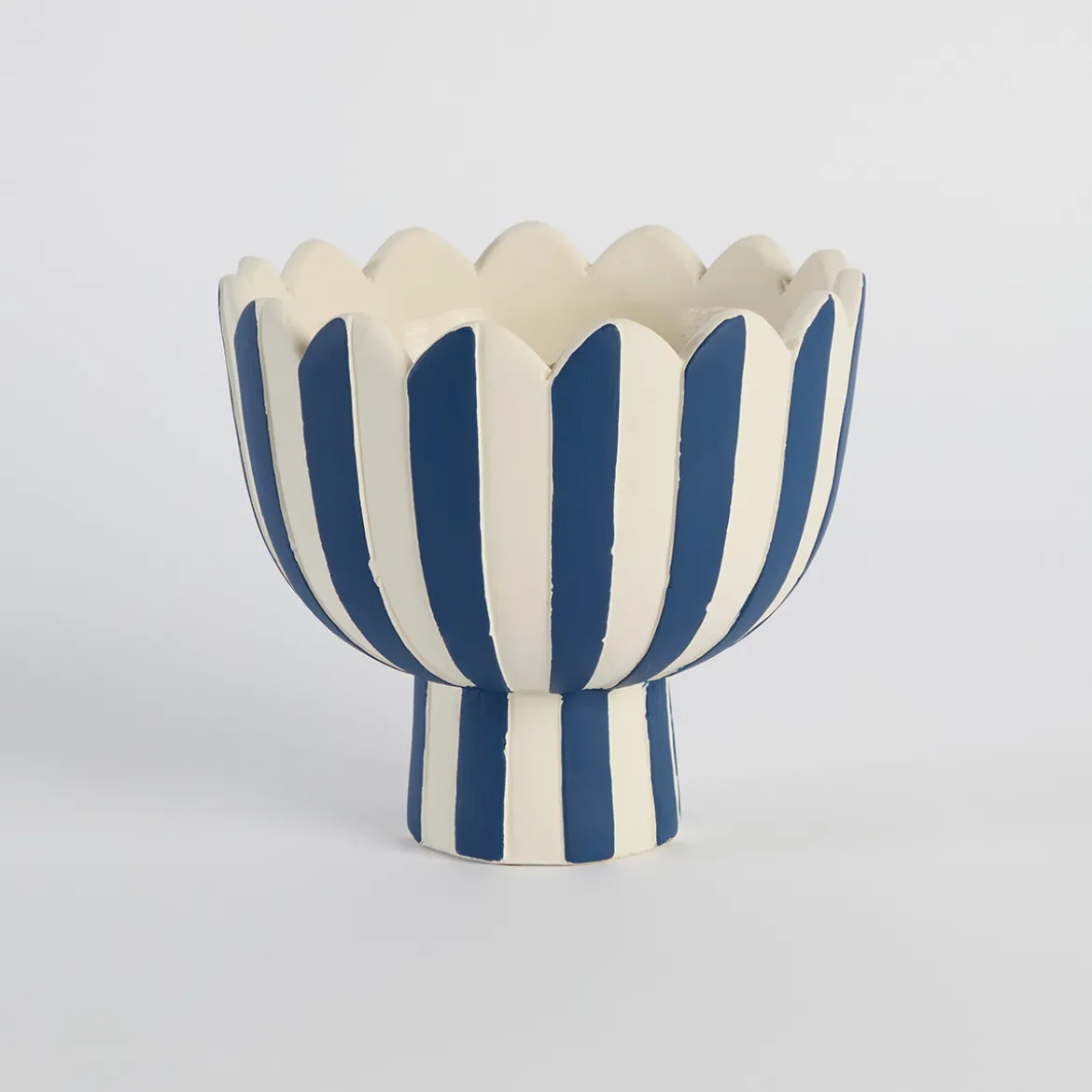 Lucy Dark Blue Stripe Footed Decorative Pot