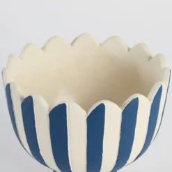 Lucy Dark Blue Stripe Footed Decorative Pot