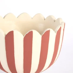 Lucy Rust Stripe Footed Decorative Pot