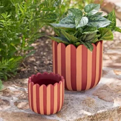 Lucy Stripe Decorative Pot
