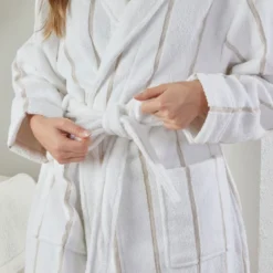 Lucy Terry Towelling White Natural Bath Robe