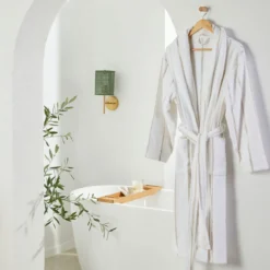 Lucy Terry Towelling White Natural Bath Robe