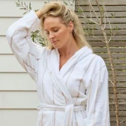 Lucy Terry Towelling White Natural Bath Robe