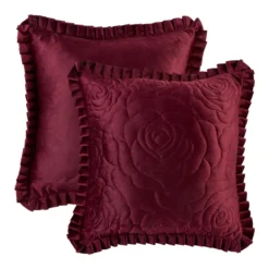 Lyra Embroidered Velvet Cushion with Frill