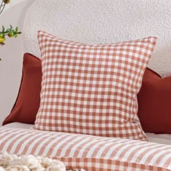 Maisie Caramel Check European Pillowcase