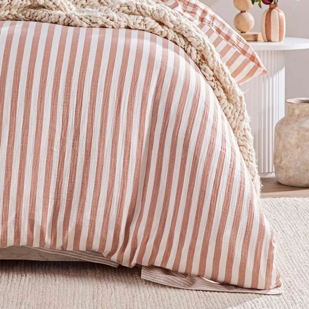 Maisie Reversible Caramel Check Quilt Cover Set
