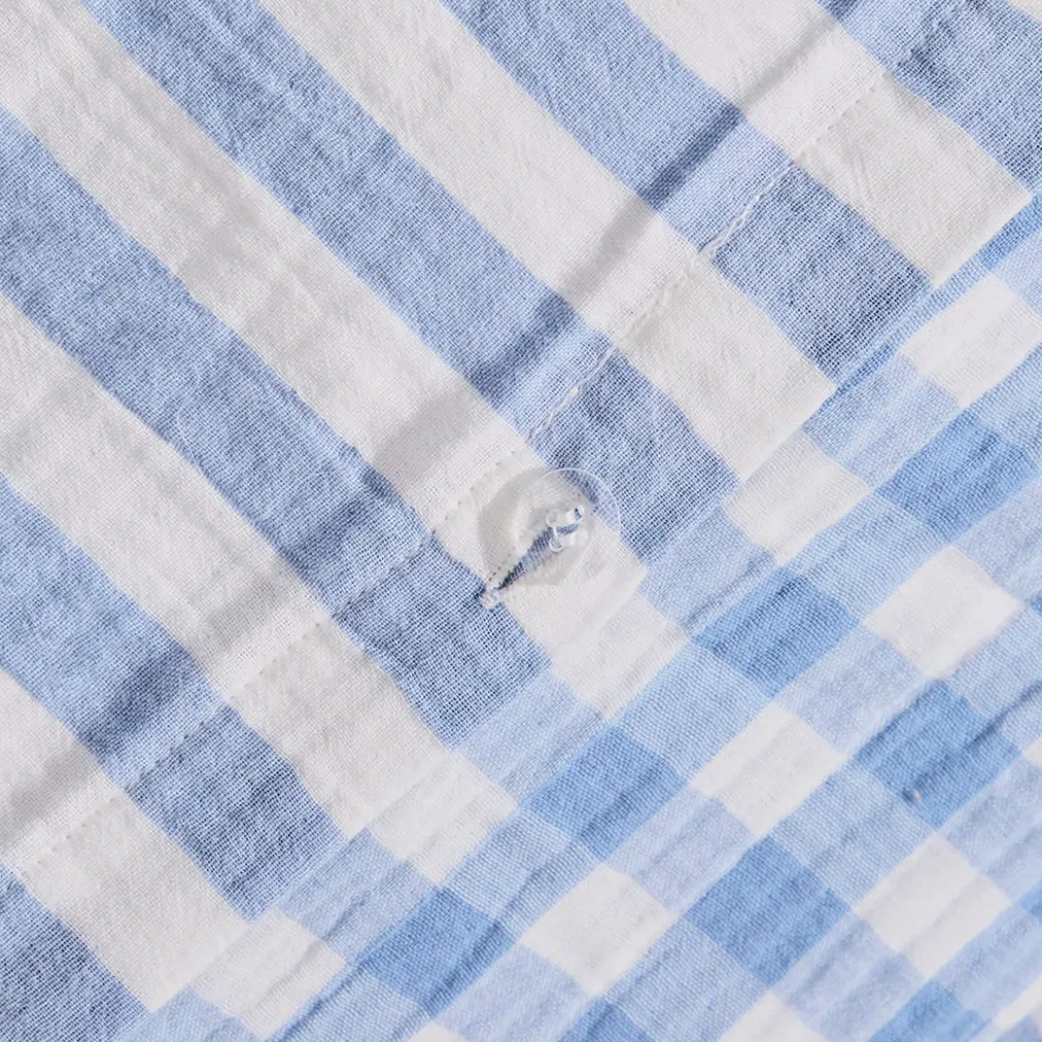 Maisie Reversible Light Blue Check Quilt Cover Set