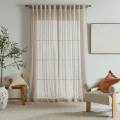 Marina Sheer Beige Curtain Set of 2