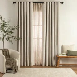Marina Sheer Beige Curtain Set of 2