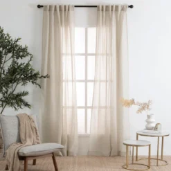Marina Sheer Beige Curtain Set of 2
