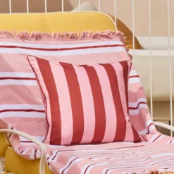 Maris Pink Stripe Reversible Outdoor Cushion