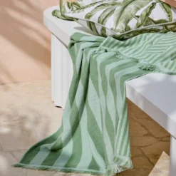Maris Stripe Sage Green Reversible Beach towel