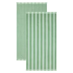 Maris Stripe Sage Green Reversible Beach towel