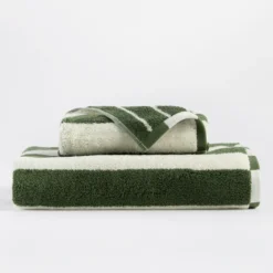 Maverick Green Reversible Stripe Towel Range