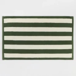Maverick Green Reversible Stripe Bath Mat