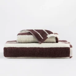 Maverick Mahogany Reversible Stripe Towel Range