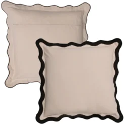 Maya Natural/Black Scalloped Cushion
