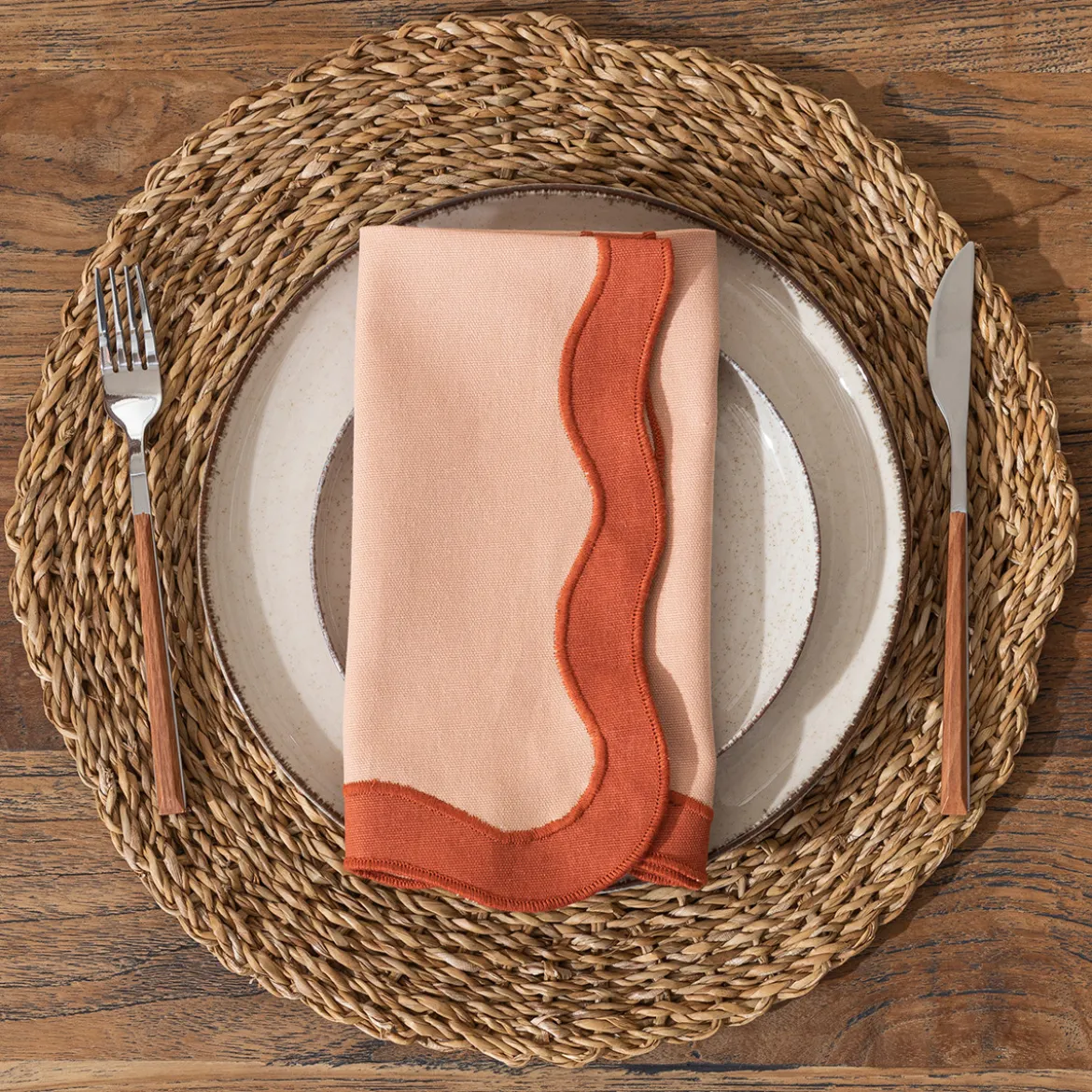 Maya Tan Scalloped Napkin