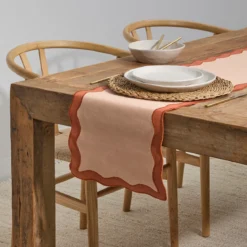 Maya Tan Scalloped Table Runner