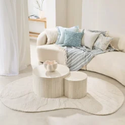 Melibee Curved Wool Cotton Floor Rug