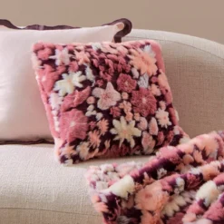 Mila Floral Faux Fur Jacquard Cushion