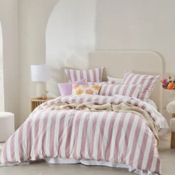 Milah Mauve Stripe Quilt Cover Set