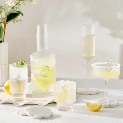 Mila Ribbed Clear Highball Glass Set of 4