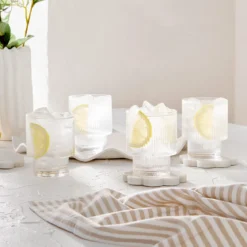 Mila Ribbed Clear Tumbler Glass Set of 4