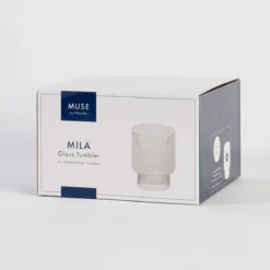 Mila Ribbed Clear Tumbler Glass Set of 4