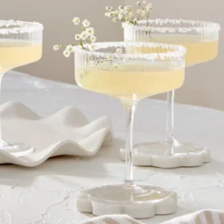 Mila Ribbed Cocktail Coupe Crystal Glass Set of 4