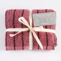 Morgan Stripe Reversible Hand Towel 2 Pack
