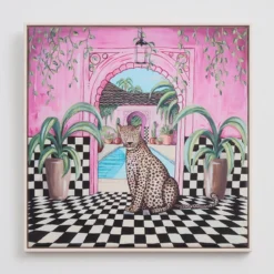 Moroccan Leopard with Love Framed Canvas Wall Art